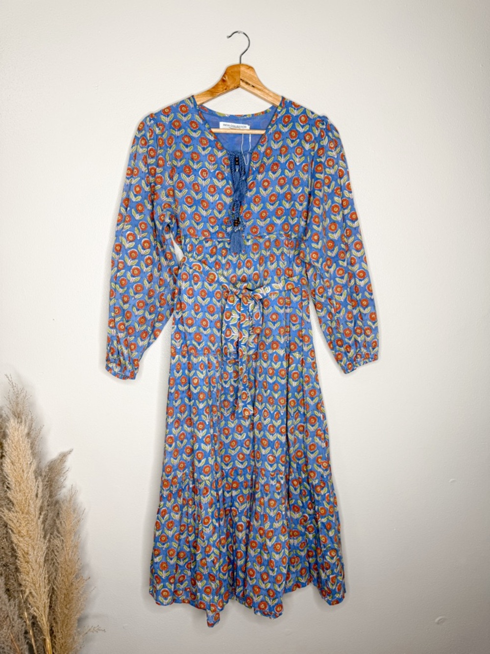 Emerson Fry India Collection Heirloom Midi Dress~Wednesday Flower Blues - Picture 5 of 14